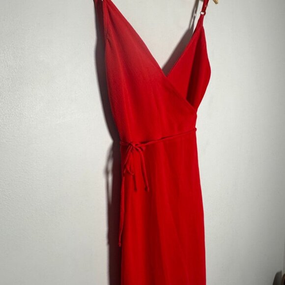 Revolve x Show Me Your Mumu Meghan Wrap Dress Tomato Red Pebble Sz Medium - Picture 4 of 11